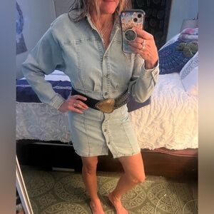 FREE PEOPLE Denim dress AMBER FITS sz Large (Sz 4.)